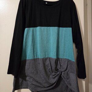 DOLNINE Women's Plus Knotted Long Sleeve Top